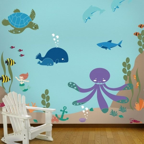 Babyzimmer Wandgestaltung Malen in Kinder Bilder Wand