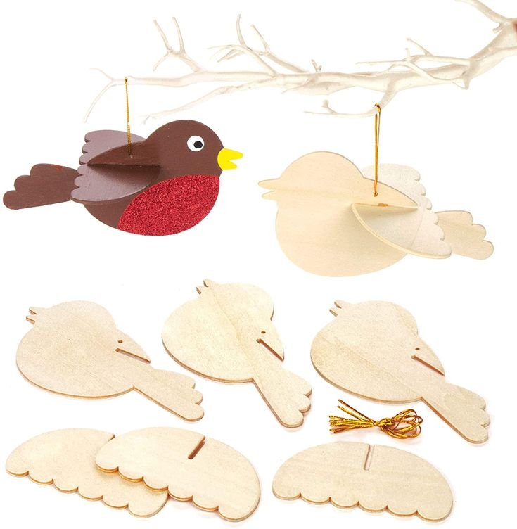 Baker Ross 3D-Vögel Aus Holz Für Kinder Als Weihnachtliche verwandt mit 3D Bilder Kinder