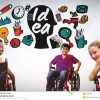 Behinderte Kinder Im Rollstuhl Mit Bunten Ideengraphiken über Kinder Im Rollstuhl Bilder