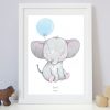 Bilder - Kinderbild Emma Elefant Blau (Kunstdruck) - Ein für Kinderbilder Junge