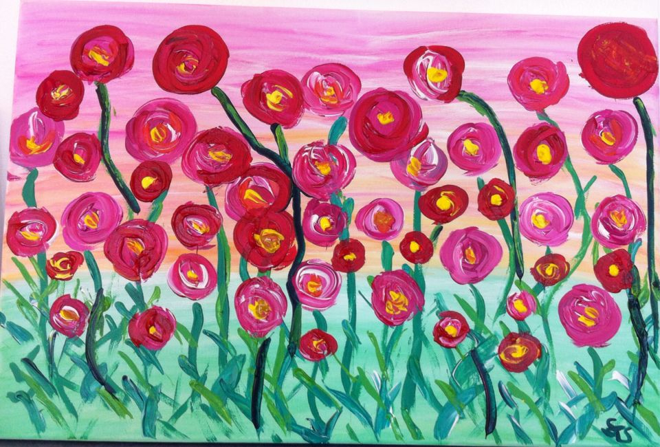 Blumenwiese | Blumen Zeichnen, Kunst Für Kinder, Basteln für Bilder Kinder Zeichnen