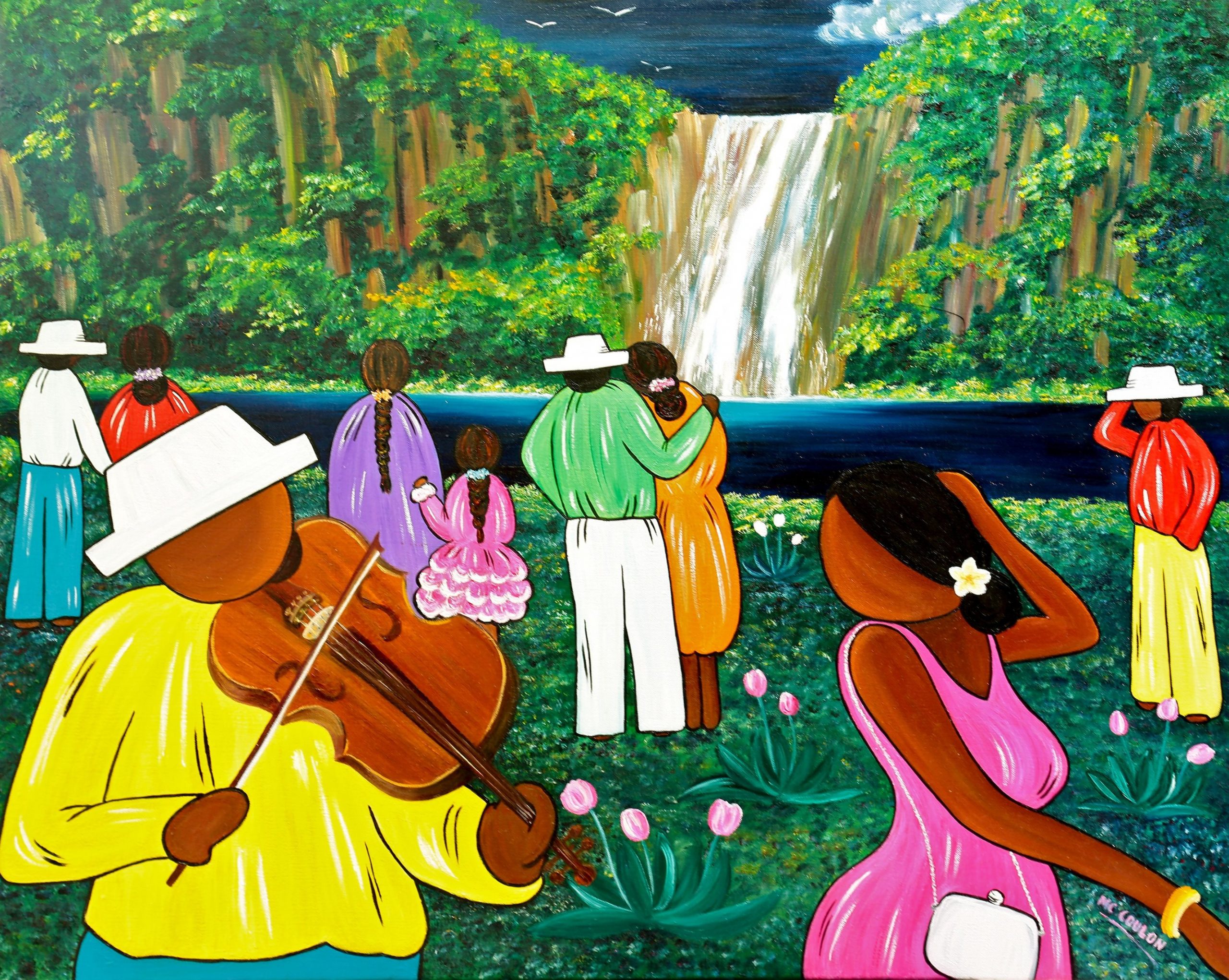 Cascade Mozart Séga. | Peinture Naive, Art Naif, Peinture innen Coloriage Dessin Ile De La Reunion
