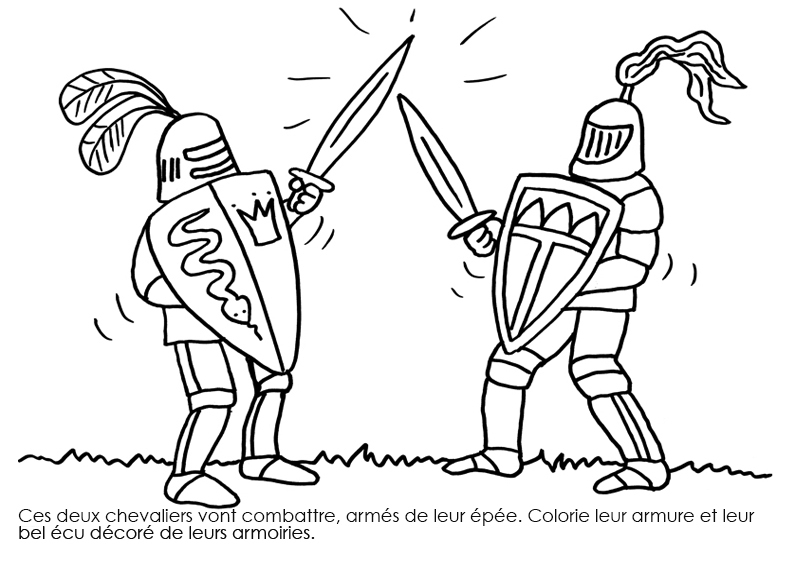 Coloriage À Imprimer : Chevaliers Combattant À L'Épée ganzes Coloriage Dessin Épée