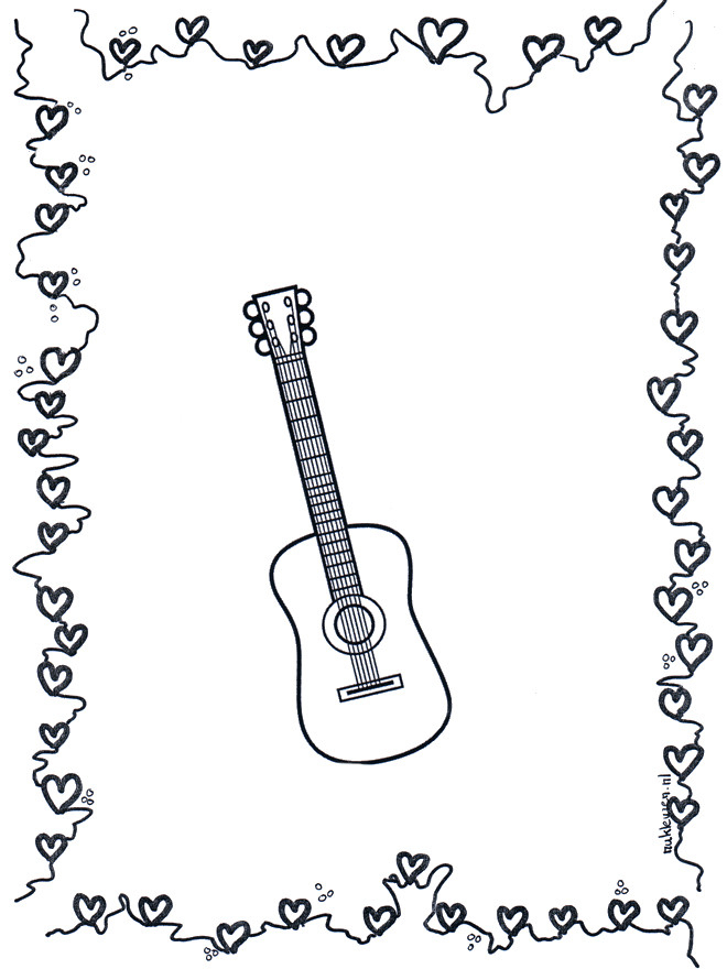 Coloriage Amour De Guitare Dessin Gratuit À Imprimer für Coloriage Dessin Guitare