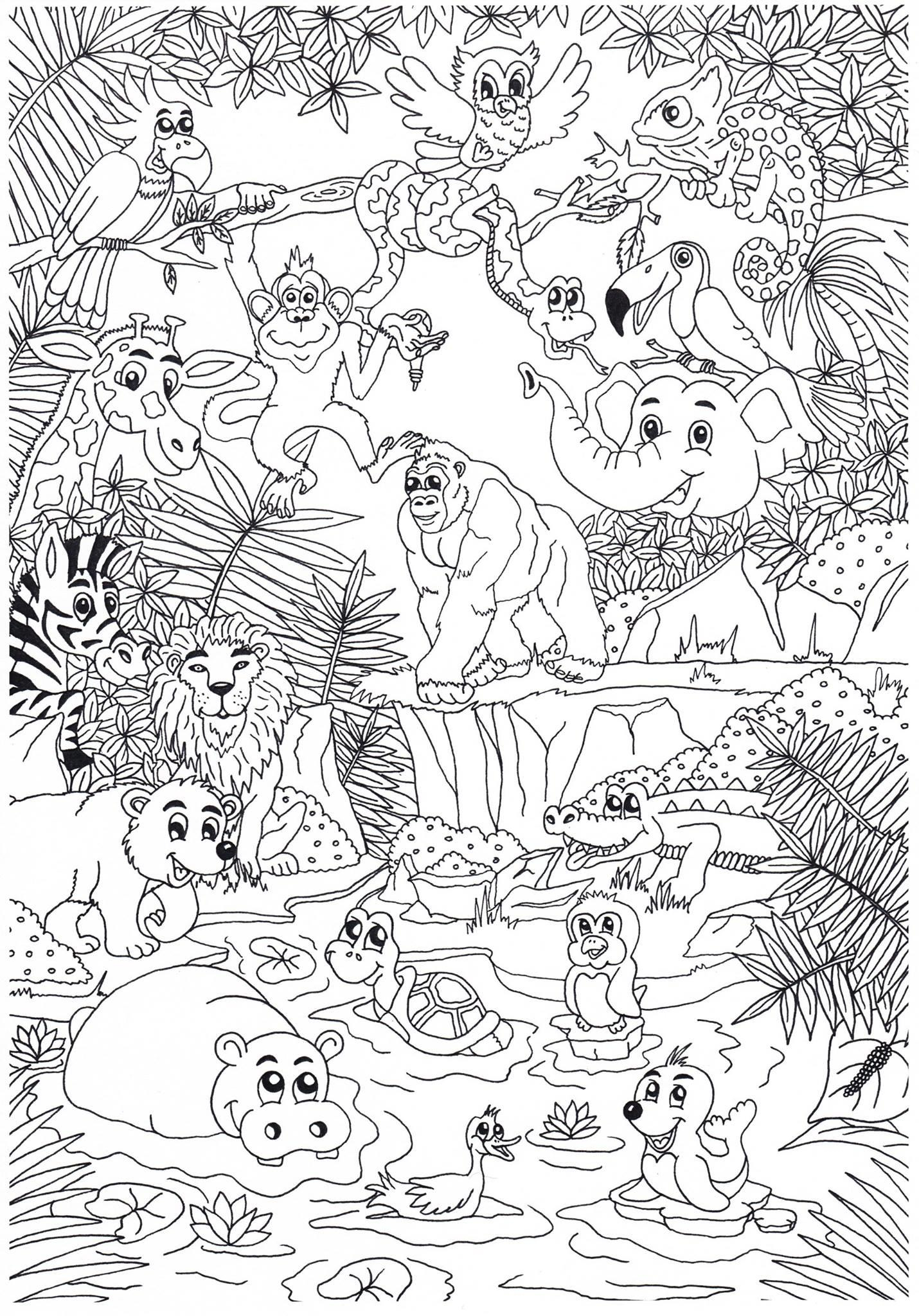 Coloriage Animaux Dans La Jungle - Coloriages Gratuits À in Coloriage Dessins