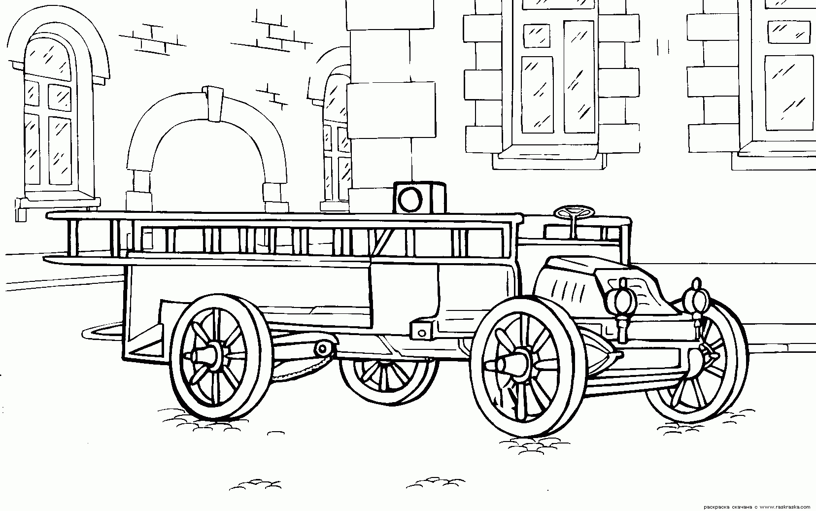 Coloriage - Camion De Pompier De Lannée 1904 innen Coloriage Échelle Dessin