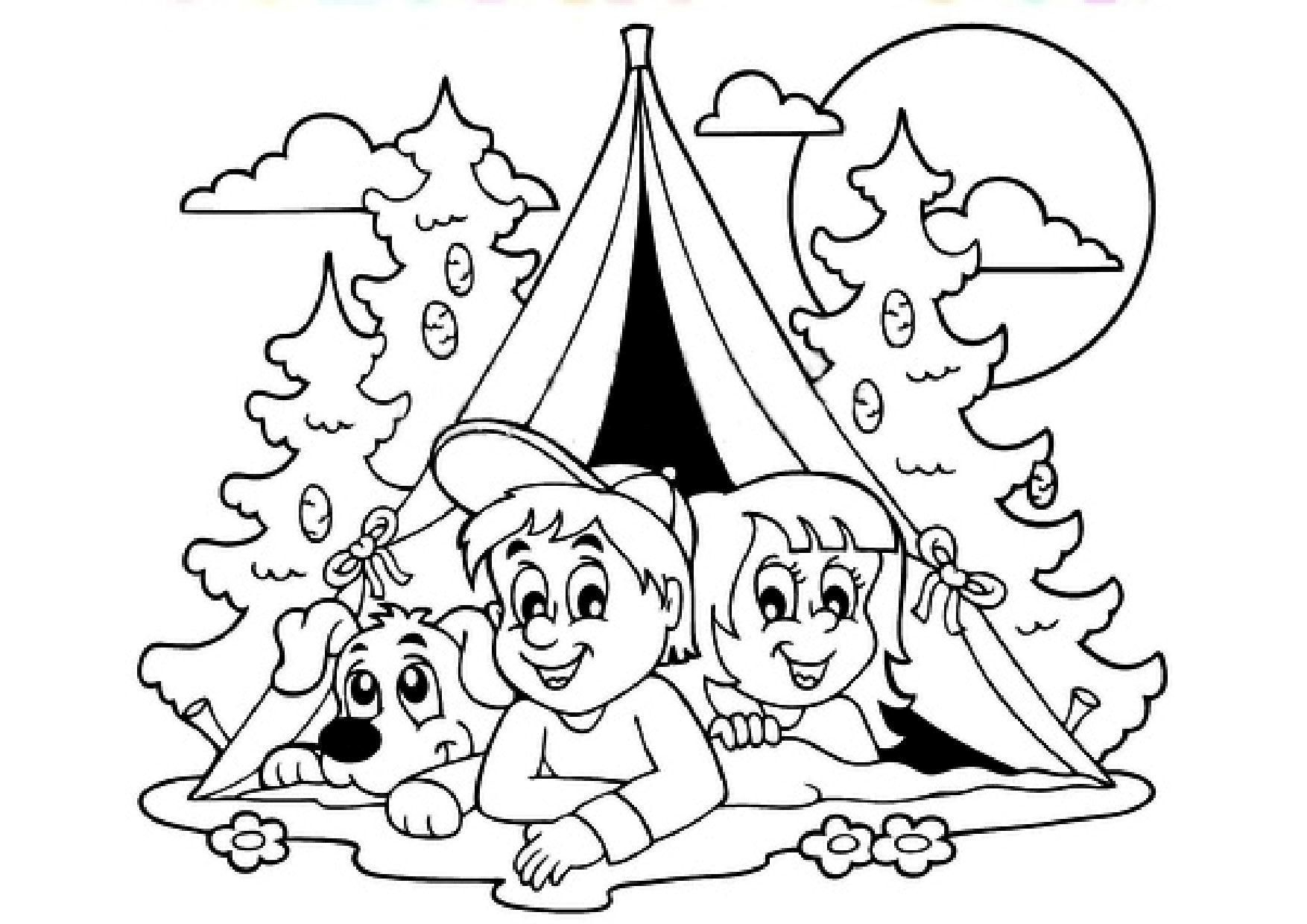 Coloriage - Camping Sous La Tente mit Dessin Coloriage Été