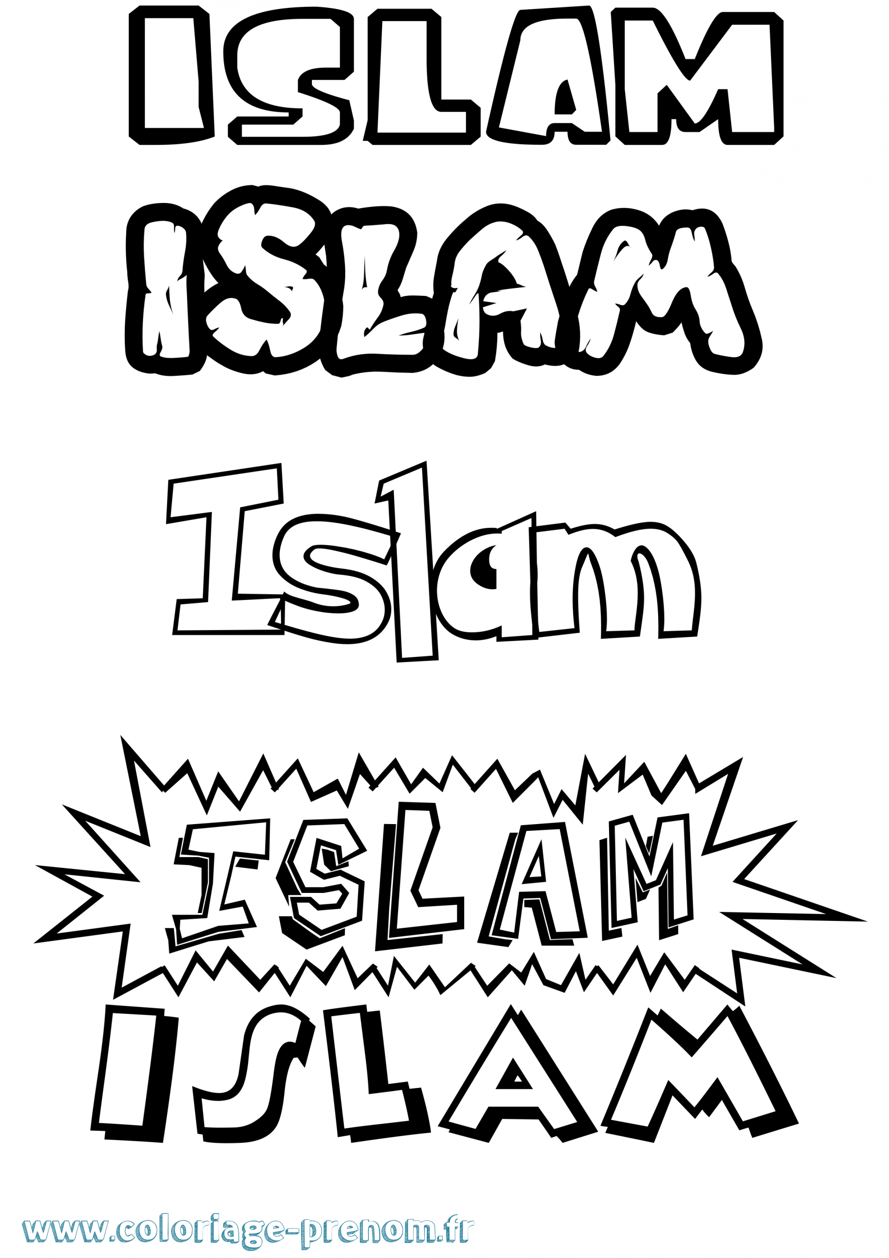 Coloriage Du Prénom Islam : À Imprimer Ou Télécharger ganzes Coloriage Dessin Islam