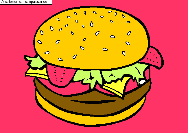 Coloriage Hamburger - Sans Dépasser bestimmt für Coloriage Dessin Hamburger