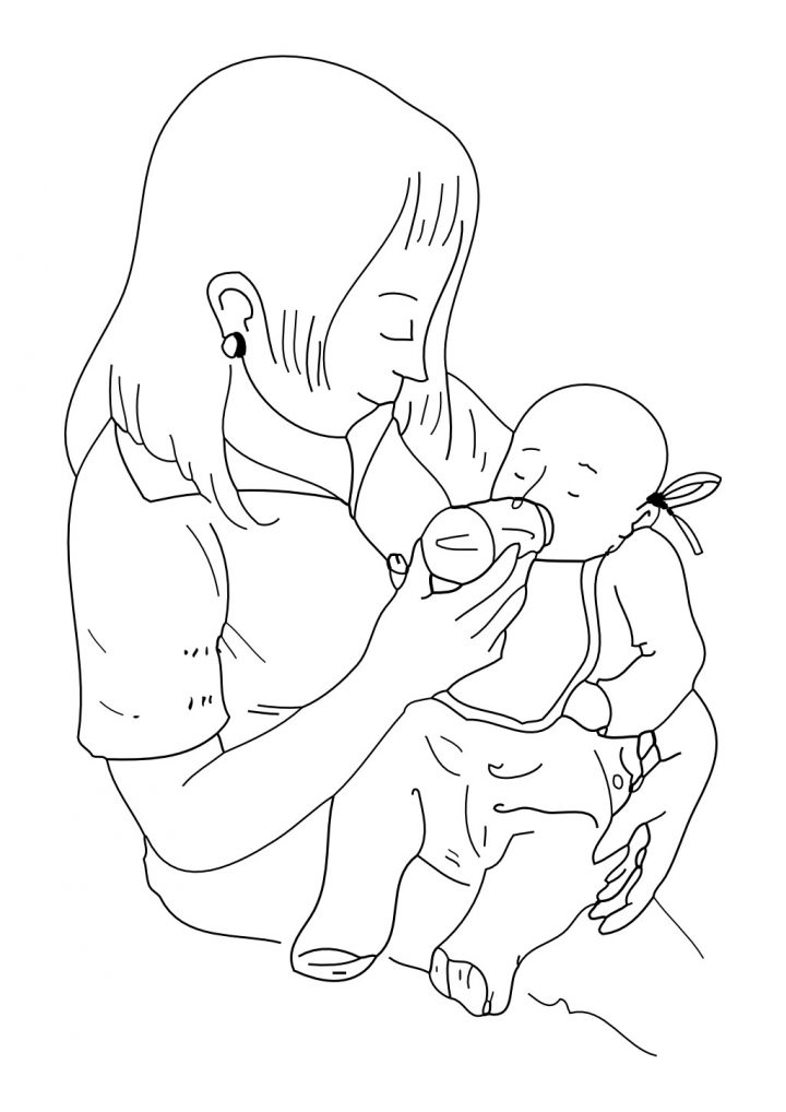 Coloriage Maman Donne Le Biberon À Imprimer mit Coloriage Un Une