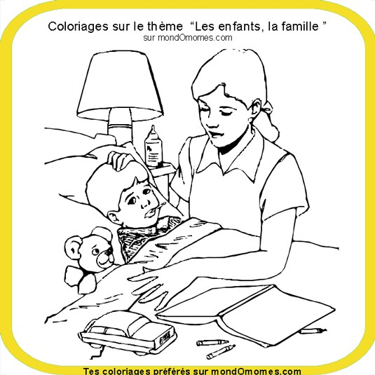 Coloriage Maman Et Son Enfant Malade Dessin Gratuit À Imprimer bestimmt für Coloriage Un Une