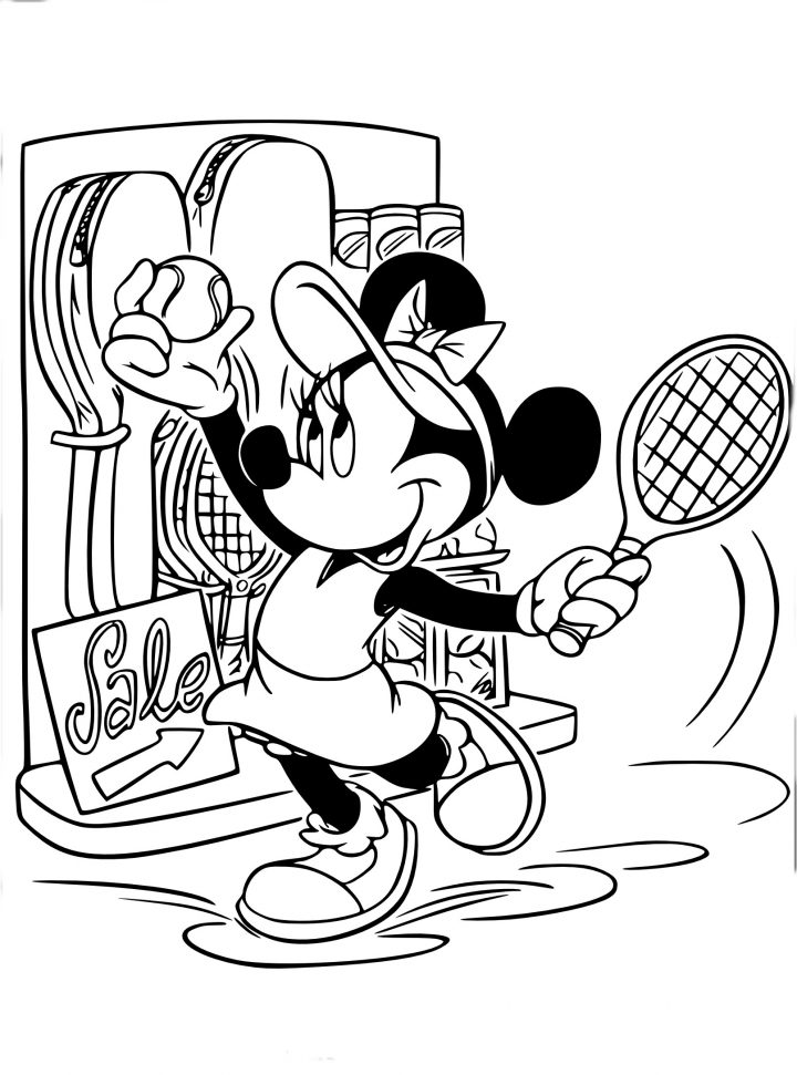 Coloriage Minnie Joue Au Tennis À Imprimer in Dessin Coloriage A Imprimer