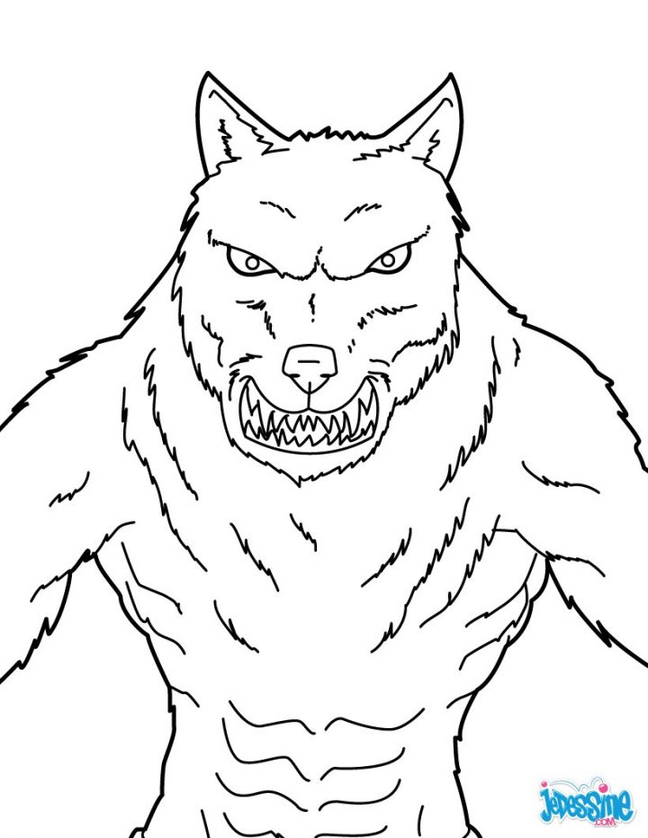 Coloriages Loup-Garou Menaçant - Fr.hellokids innen Coloriage Dessin Loup