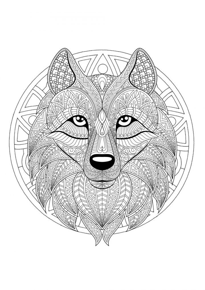 Complex Mandala Coloring Page With Complex Wolf Head 2 über Coloriage Mandala Dessin A Imprimer