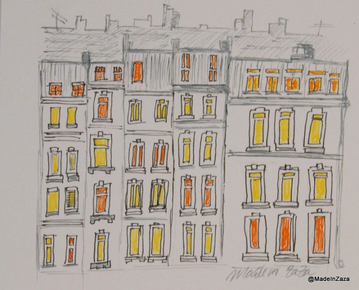 Dessin Aux Feutres Immeubles Dans Rue De Paris Paris verwandt mit Coloriage Dessin Immeuble