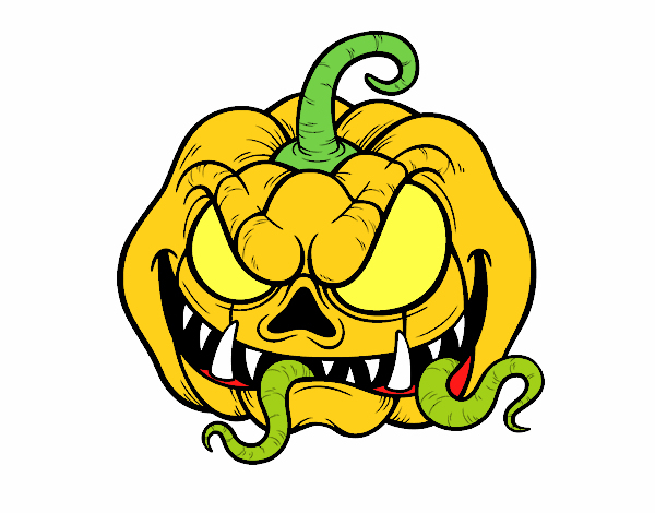 Dessin De Citrouille Terrifiant Colorie Par Membre Non in Coloriage Dessin Halloween Styler