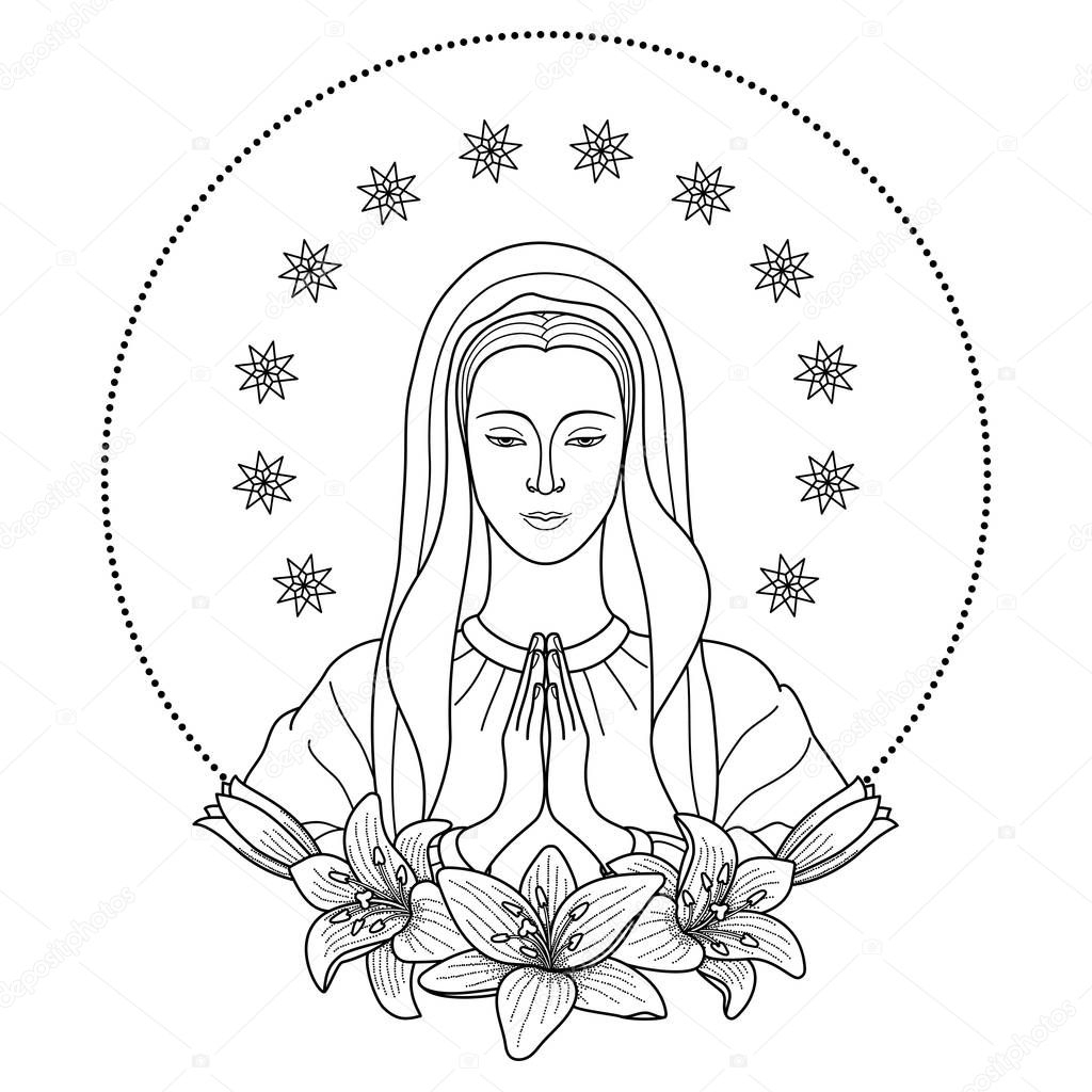 Dessin Vierge Marie Gratuit / Coloriage Gratuit De La über Coloriage Dessin Vierge Marie