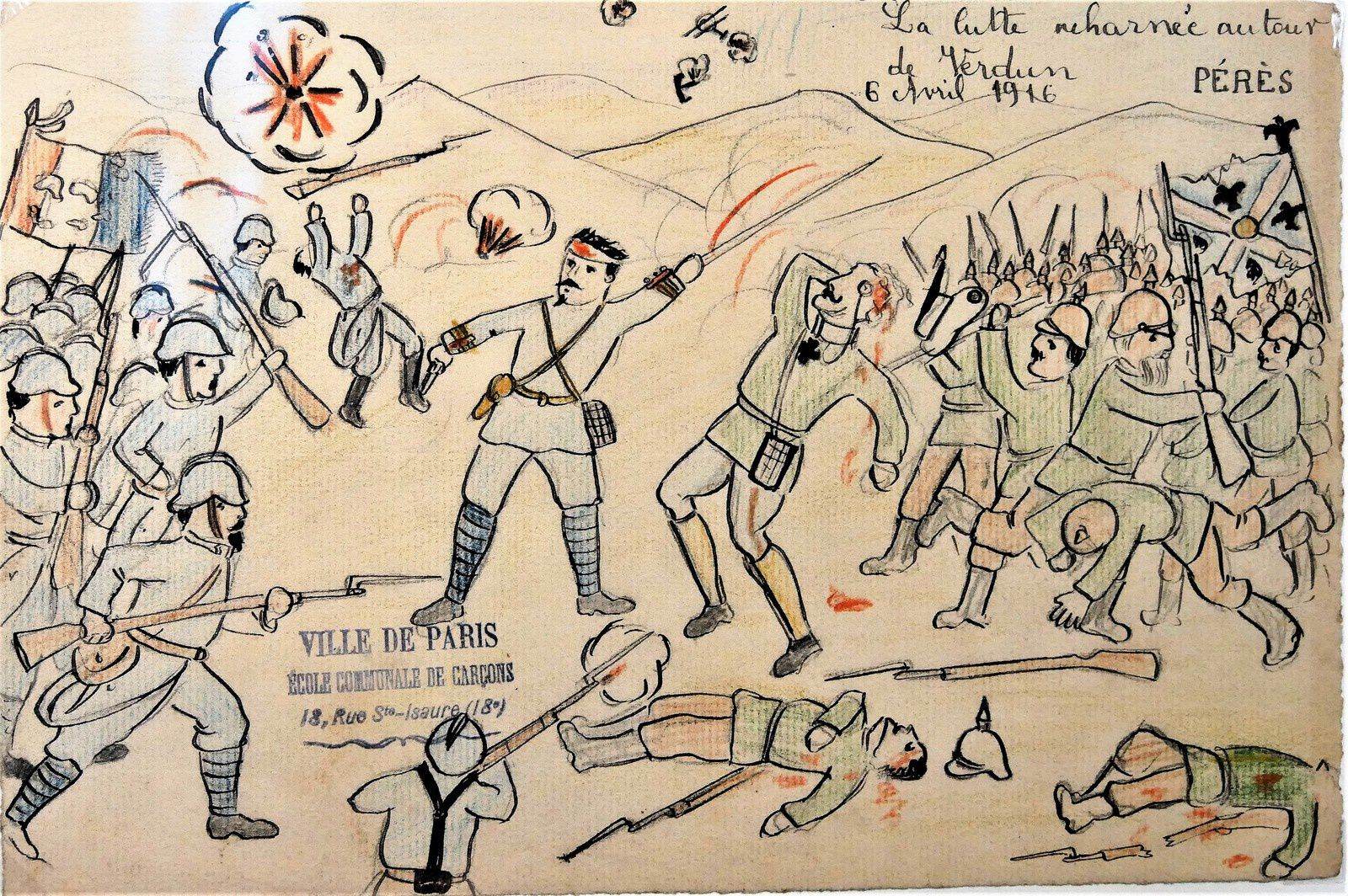 Dessins Des Enfants De Montmartre Pendant La Guerre De 14 bestimmt für Coloriage Dessin Guerre
