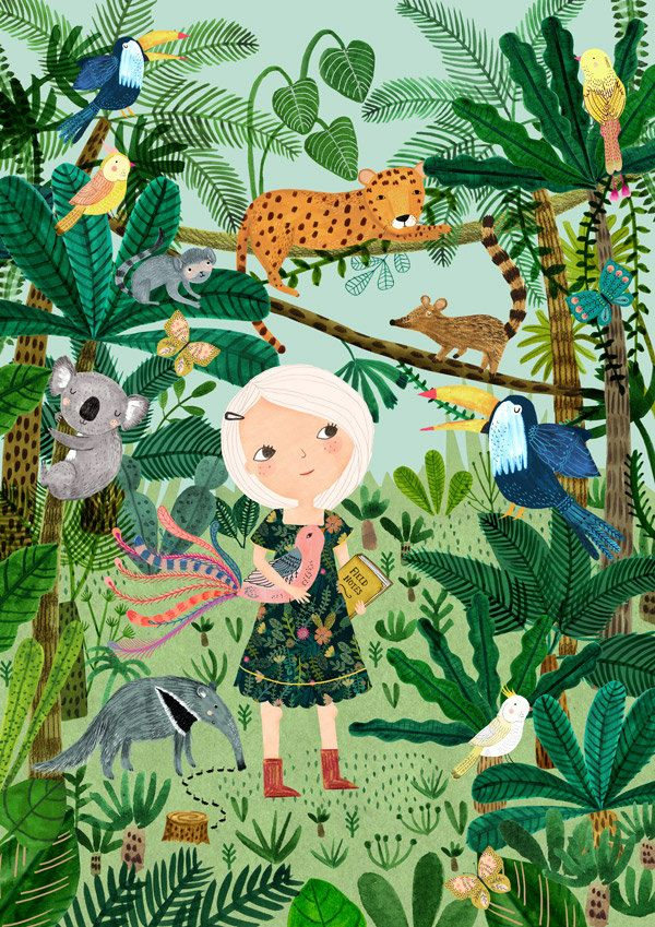 Dschungel-Mädchen Giclee Print Von Einem | Dschungel bestimmt für Dschungel Bilder Kinder