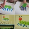 Eine Grüne Raupe Handabdruck Bilder Malen | Handabdrücke verwandt mit Kinder Fingerfarben Bilder Ideen