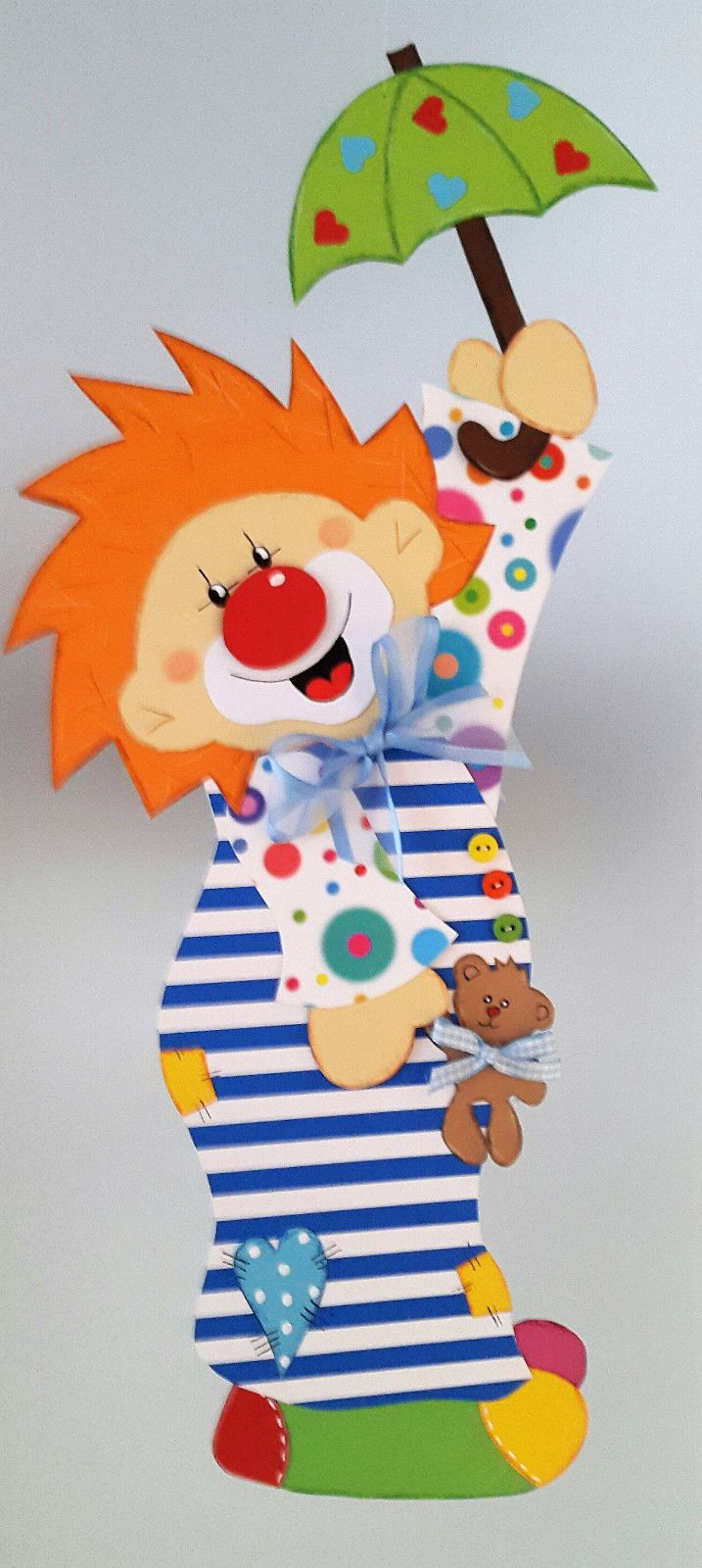Fensterbild - Clown Im Nachthemd- Fasching -Karneval für Kinder Bilder Deko