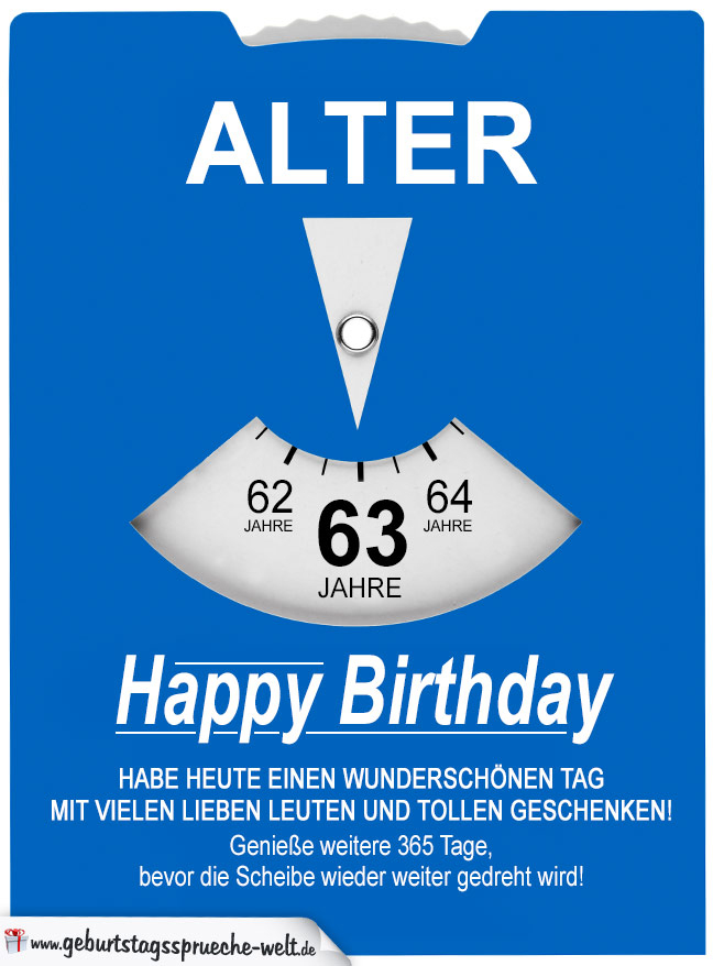 Geburtstagskarte Als Parkscheibe Zum 63. Geburtstag in Bilder Zum 7 Geburtstag