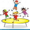 Glückliche Kinder, Die Auf Eine Trampoline Springen in Kinder Bilder Comics