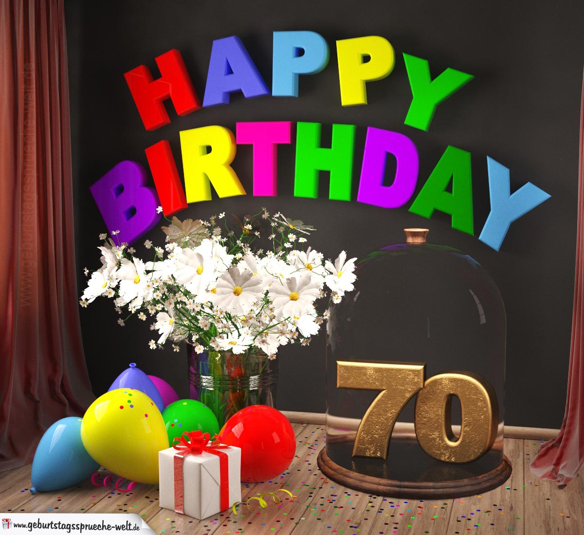Happy Birthday 70 Jahre Glückwunschkarte Mit Margeriten über Happy Birthday Bilder Kinder 9 Jahre