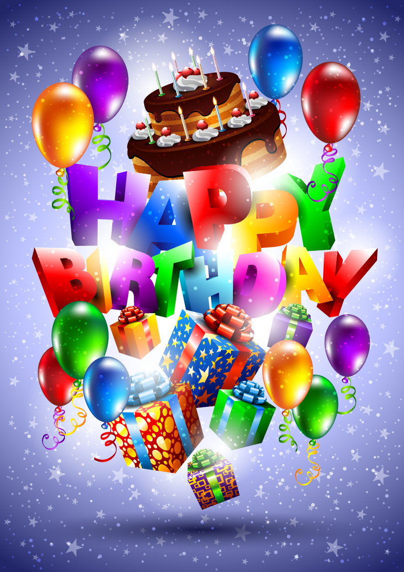 Happy Birthday Candles Balloons And Gifts Vector | Free bestimmt für Happy Birthday Bilder Kinder