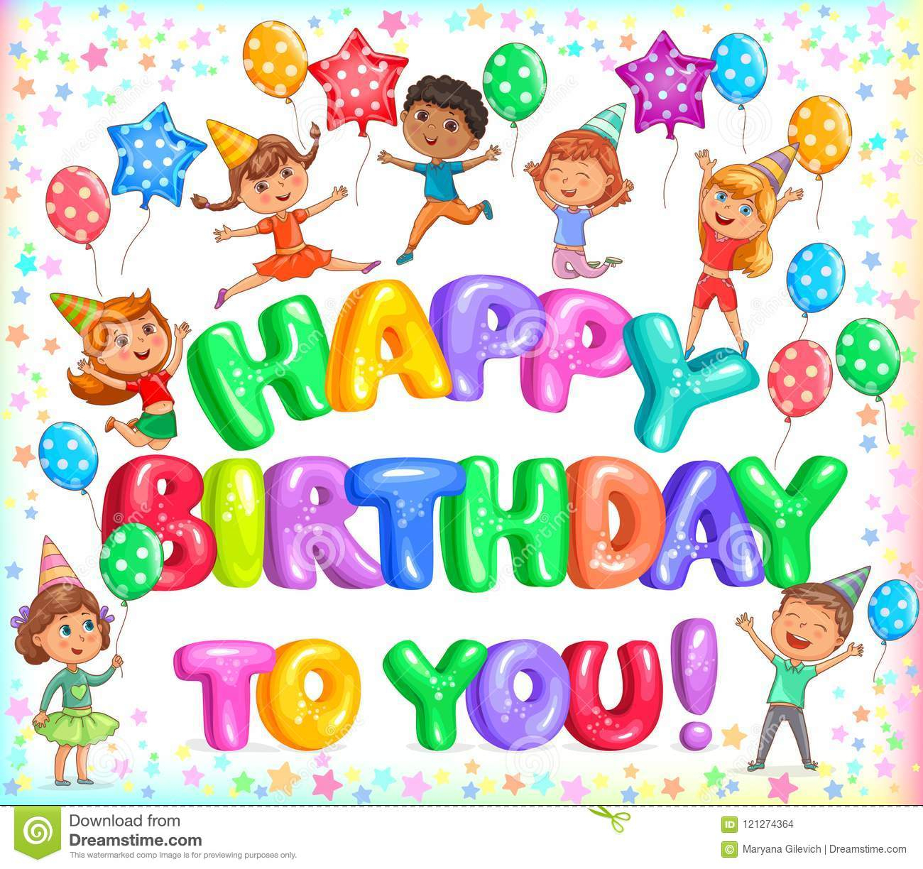 Happy Birthday To You Colorful Letteers And Cute Kids verwandt mit Happy Birthday Bilder Kinder 6