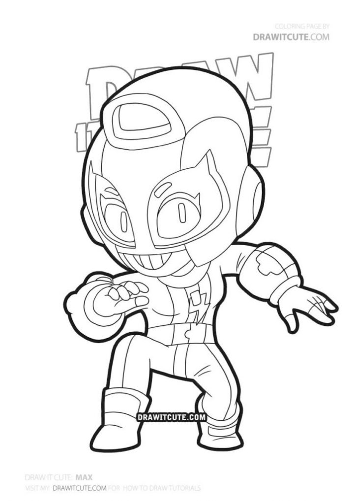 How To Draw Max | Brawl Stars Coloring Page - Draw It Cute innen B Max Coloriage A Imprimer