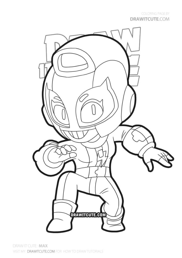 How To Draw Max | Brawl Stars Coloring Page - Draw It Cute innen B Max Coloriage A Imprimer