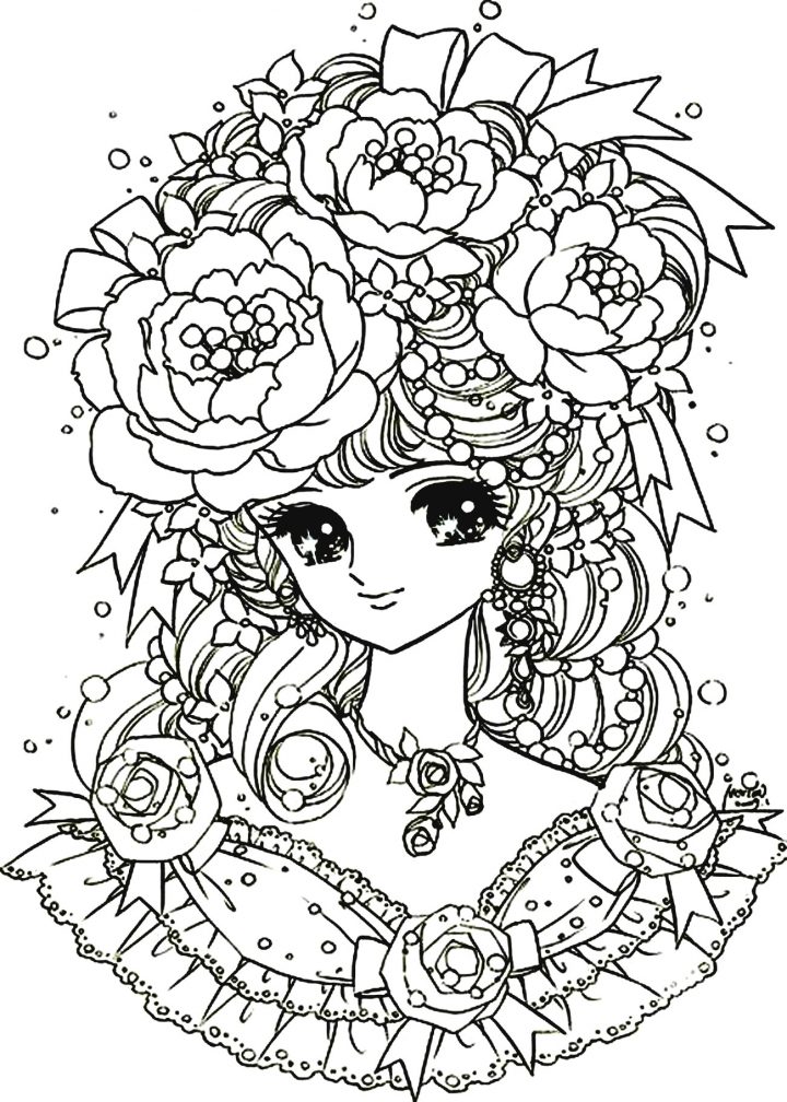 Kawaii Fleurs - Coloriage Kawaii - Coloriages Pour Enfants bei Coloriage Dessin Fille