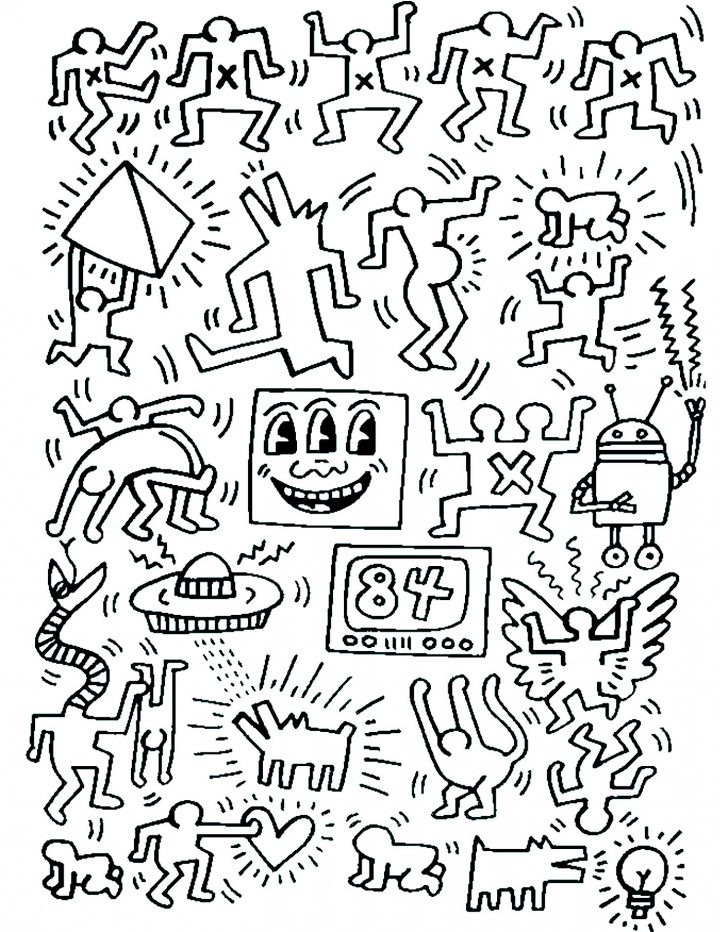 Keith Haring 7 - Pop Art - Coloriages Difficiles Pour Adultes über Coloriage Dessin Art