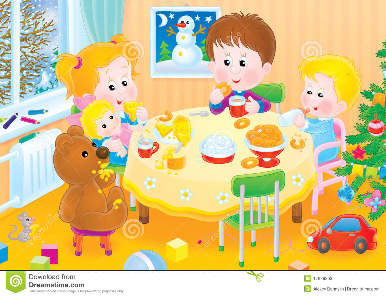 Kinder Am Frühstück Stock Abbildung. Illustration Von innen Bilder Kinder Comic