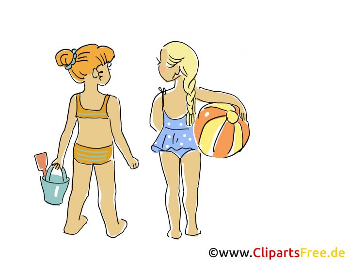 Kinder Am Strand Clipart, Bild, Cartoon, Comic, Grafik in Spielende Kinder Bilder Comic