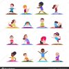Kinder In Yoga-Posen. Cartoon Fitness Kinder In Yoga Asana bei Kinder Yoga Bilder
