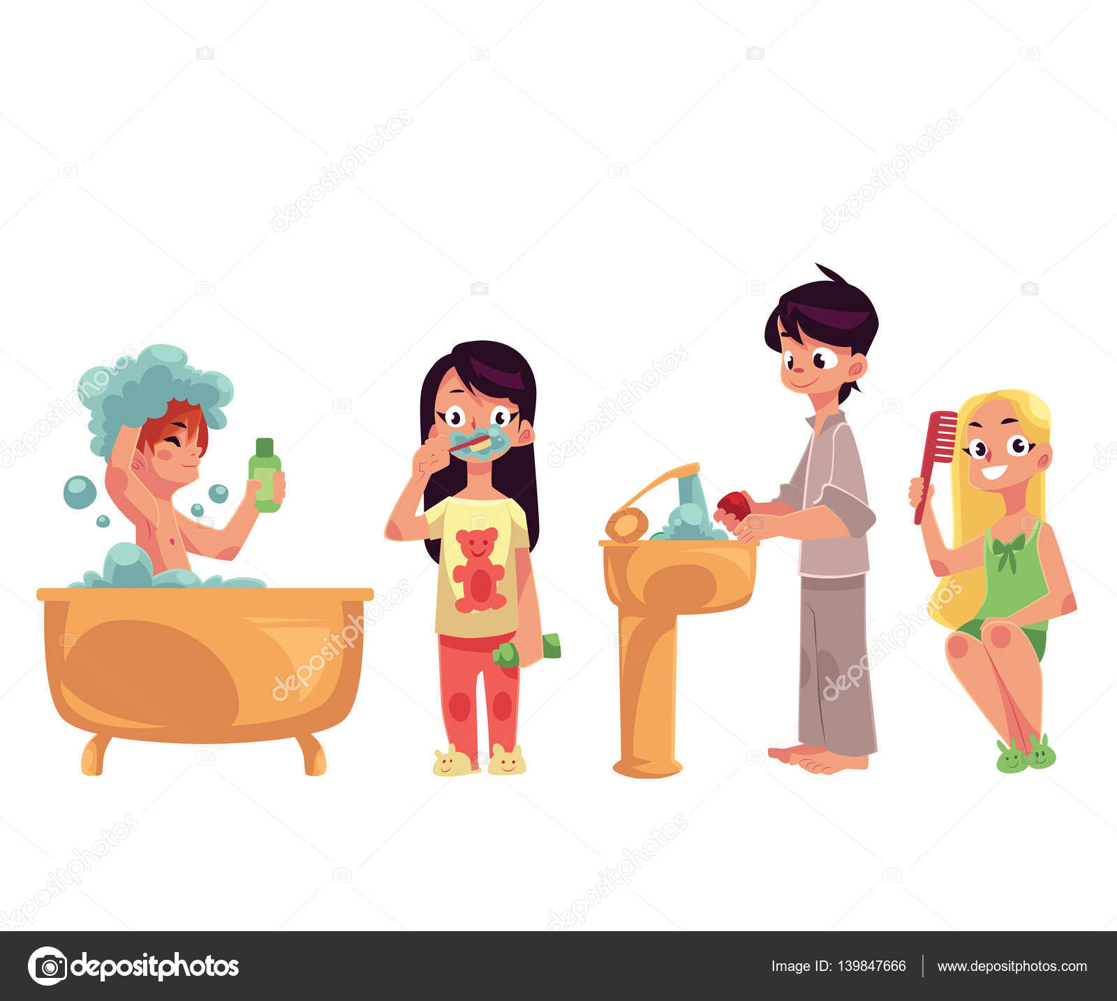 Kinder, Kinder Baden, Zähne Putzen, Hände Waschen, Haare bestimmt für Hände Waschen Kinder Bilder