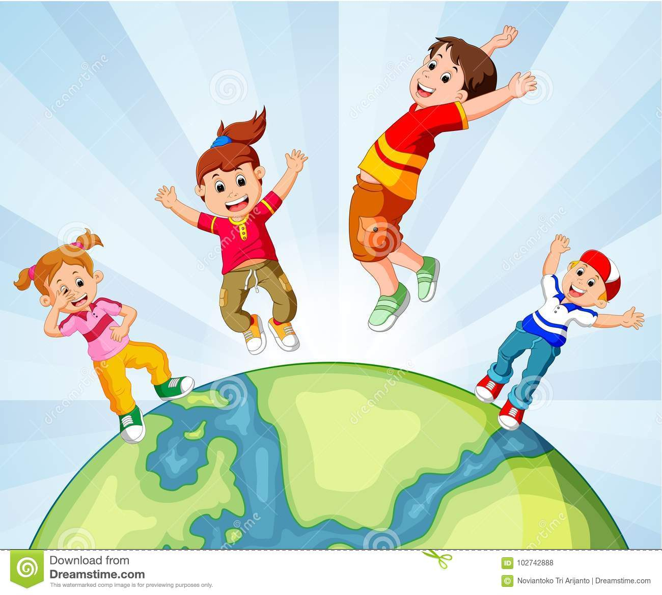 Kinder Und Die Welt Vektor Abbildung. Illustration Von in Kinder 3 Welt Bilder