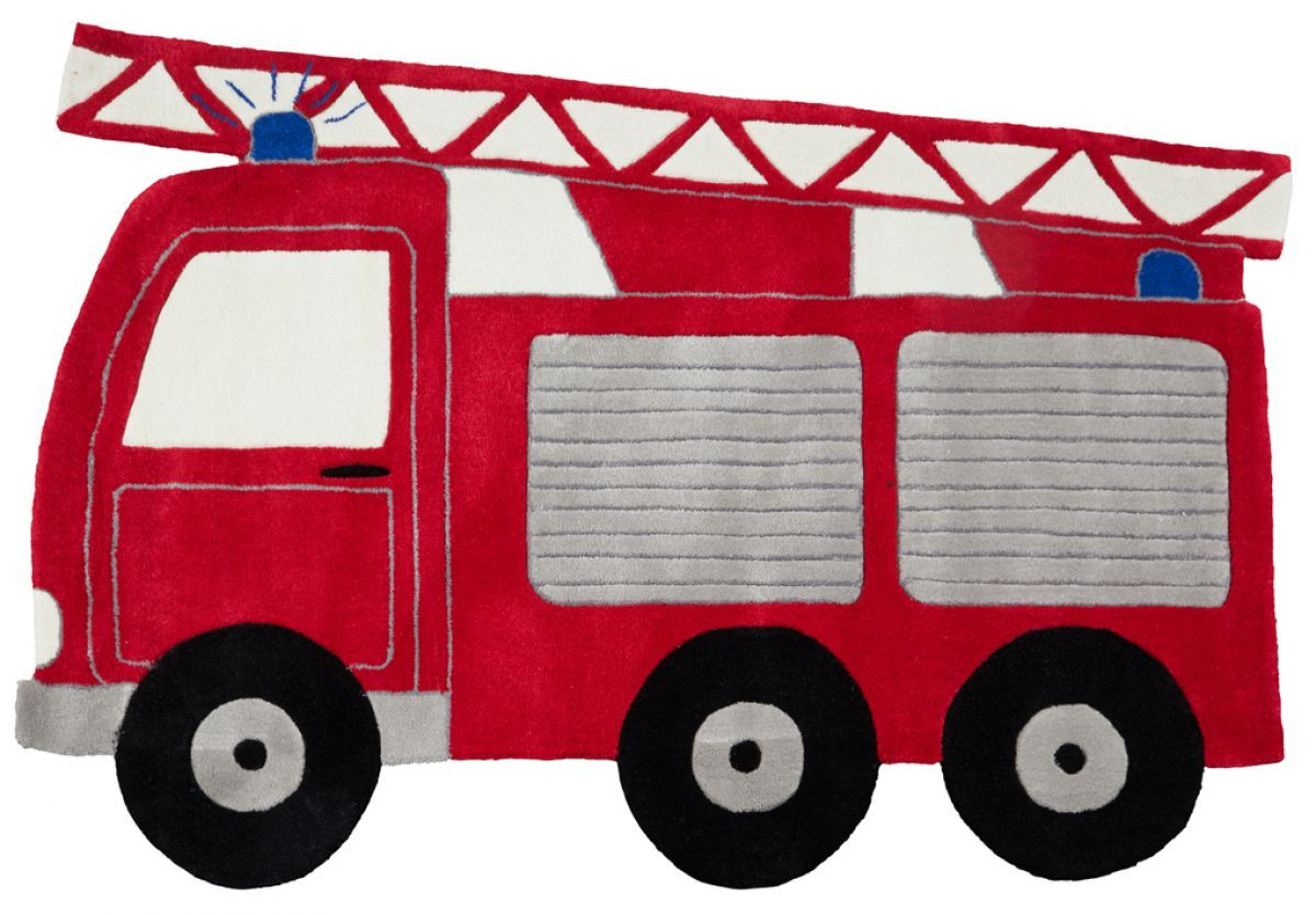 Kinderteppich Happy Rugs Feuerwehrauto Rot 100X140Cm verwandt mit Kinder Bilder Feuerwehr