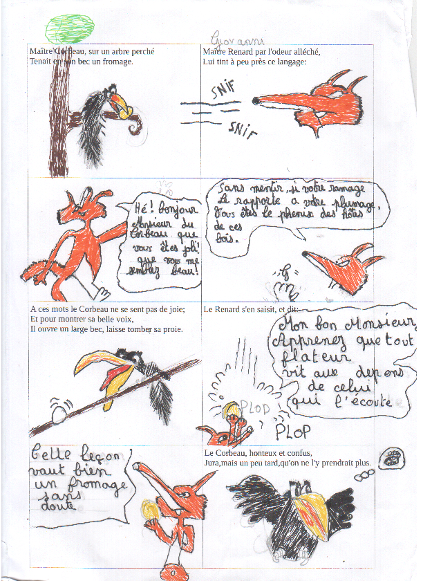 Le Corbeau Et Le Renard En Bande Dessinée - Blog Des Cm1 bei Coloriage Dessin Le Corbeau Et Le Renard