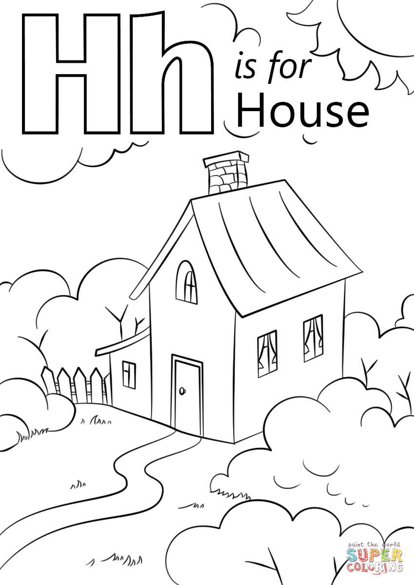 Letter H Is For House Coloring Page | Free Printable innen H Coloriage