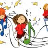 Noch Wenige Freie Plätze Im Musikalischen Eltern-Kind-Kurs mit Spielende Kinder Bilder Comic