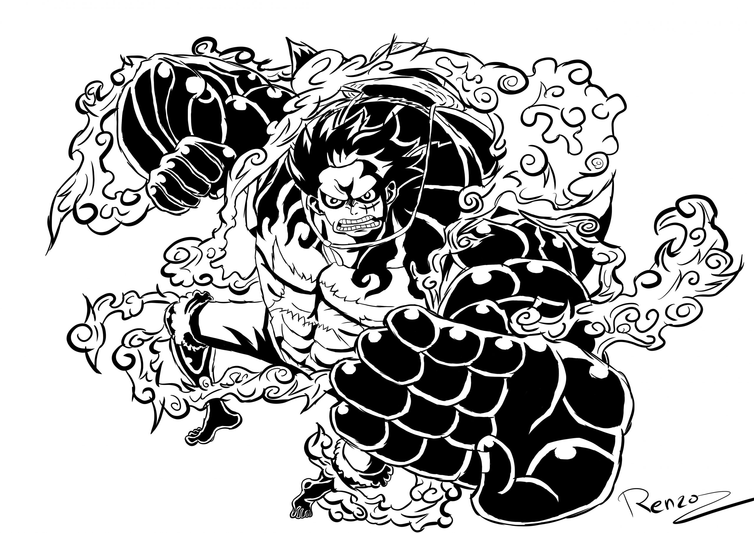 One Piece : Luffy Gear 4 - Renzo Metail über Coloriage Dessin Luffy