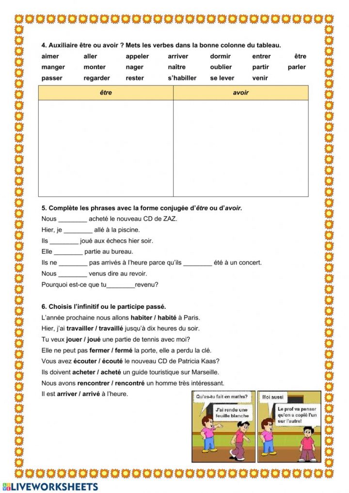 Passé Composé Interactive Activity verwandt mit Coloriage Codé Passé Composé