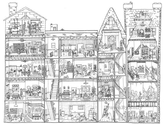 Pin On Villages in Coloriage Dessin Immeuble