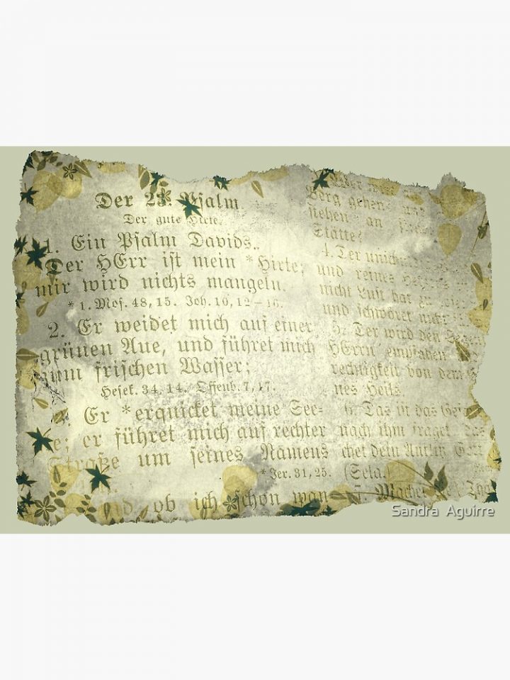 &quot;Psalm 23 In German (Old Parchment)&quot; Poster By Pepperandy bei Psalm 23 Bilder Kinder