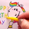 Pummel Einhorn Zeichnen 🦄 Zum Geburtstag Malen 🎈 Happy verwandt mit Kinder Kawaii Bilder Zum Nachmalen Leicht