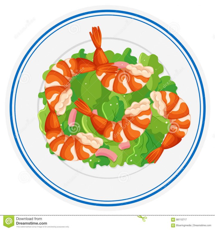 Salade De Crevette De Plat Rond Illustration De Vecteur verwandt mit Coloriage Dessin Salade