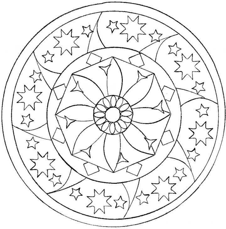 Star Mandala - Mandalas Adult Coloring Pages bestimmt für Coloriage Dessin Mandala